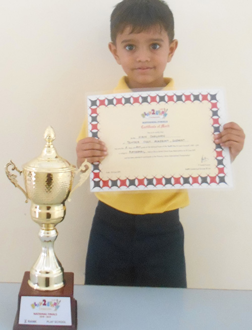 Hian Chauhan Nursery 10th Position at National Level Marrs, Play 2 Learn Carnival