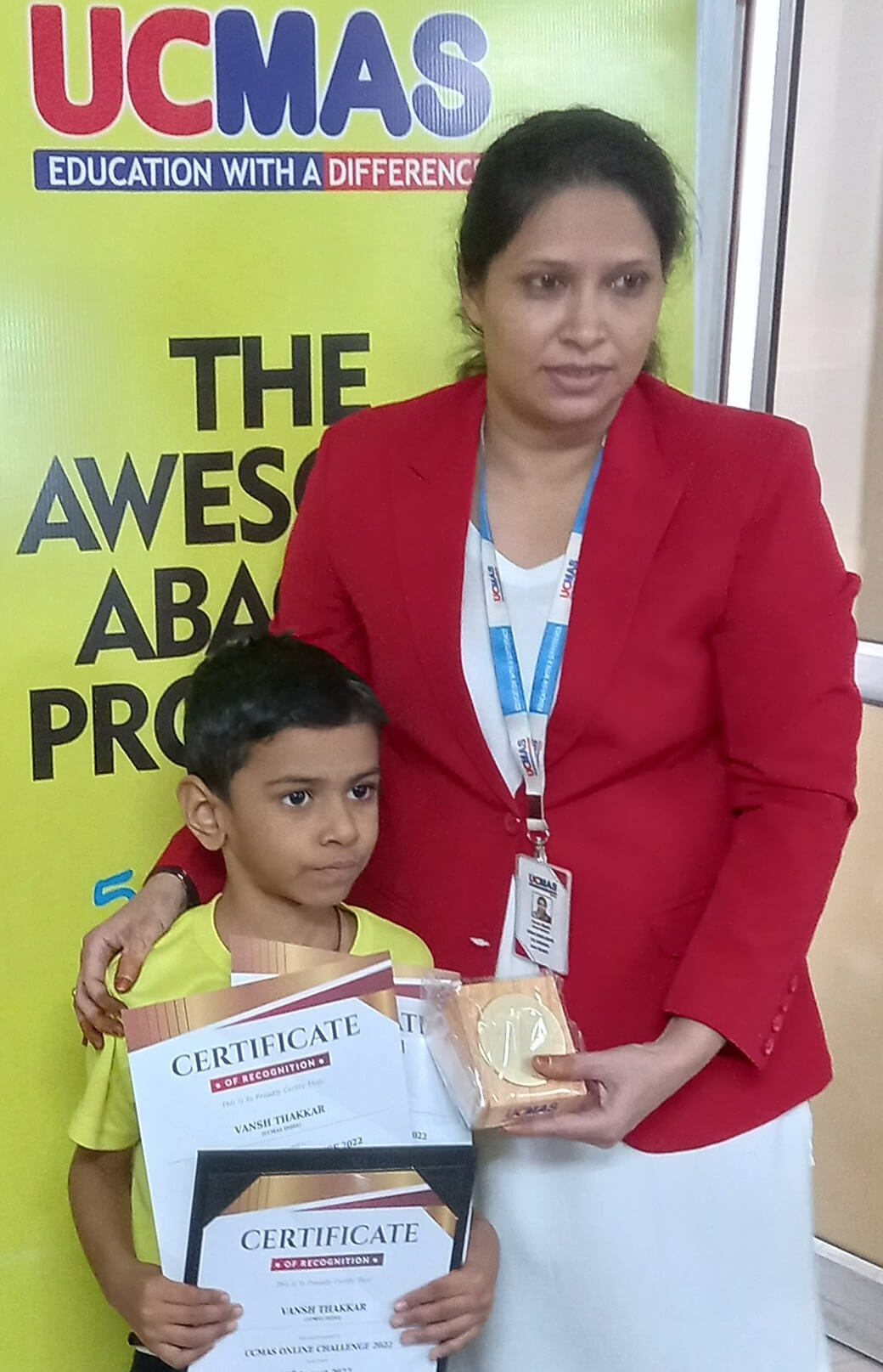 Vansh Thakkar Jr. KG-E 2nd Runnerup Trophy in UCMAS International Competition