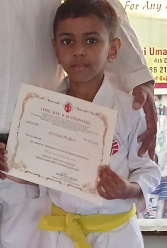 Vansh Thakkar Jr. KG-E - Yellow belt in Itosu-Ryu-Karatedo