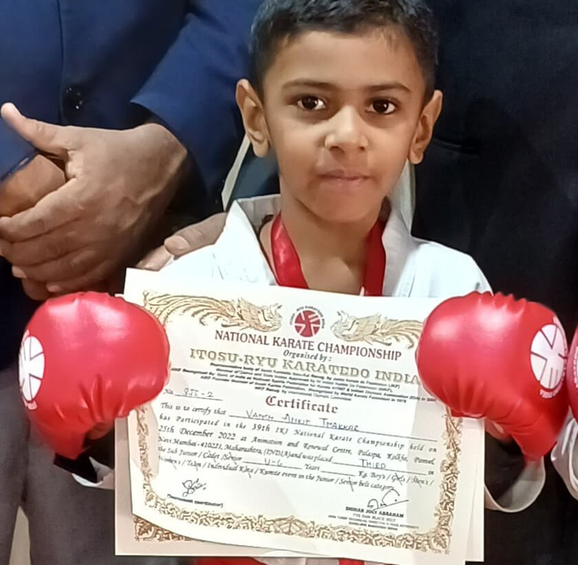 Vansh Thakkar-Jr. KG-E 3rd Position in the Natuional Tournament of Itosu-Ryu-Karatedo India 2022